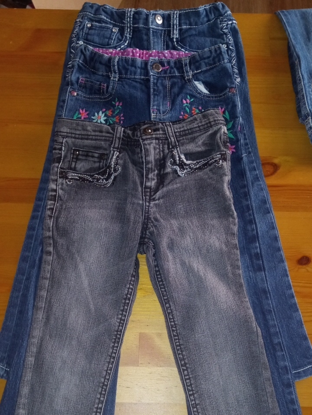 3 Kids Size 5 Dark Wash and Grey Denim Jeans